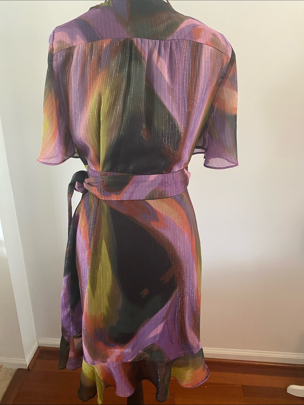Nicole miller size 4 iridescent wrap dress - Picture 6 of 8